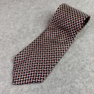 VTG Christian Dior Monsieur 100% Silk Tie Red Blue Geometric Pattern Made USA